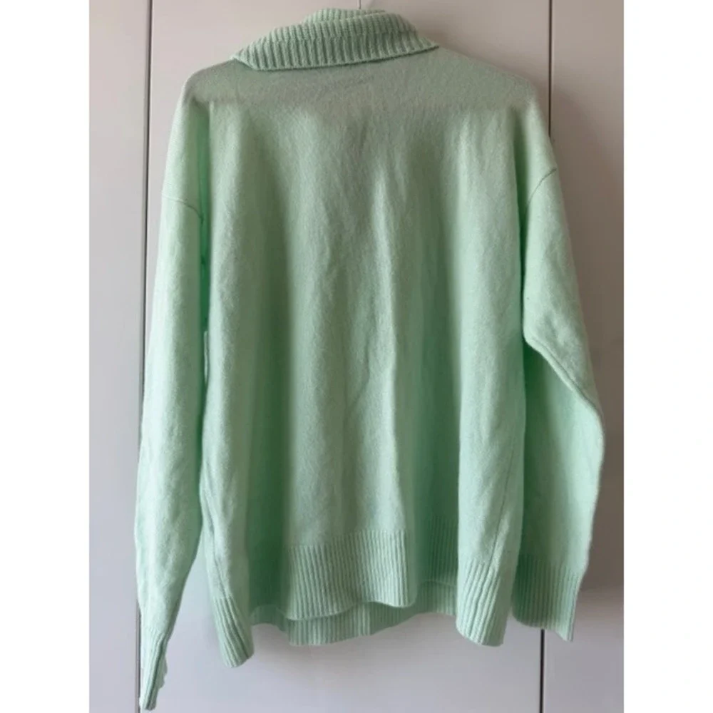 Charter Club 100% Cashmere Mint Green Quarter Zip Sweater Size L - Picture 10 of 10